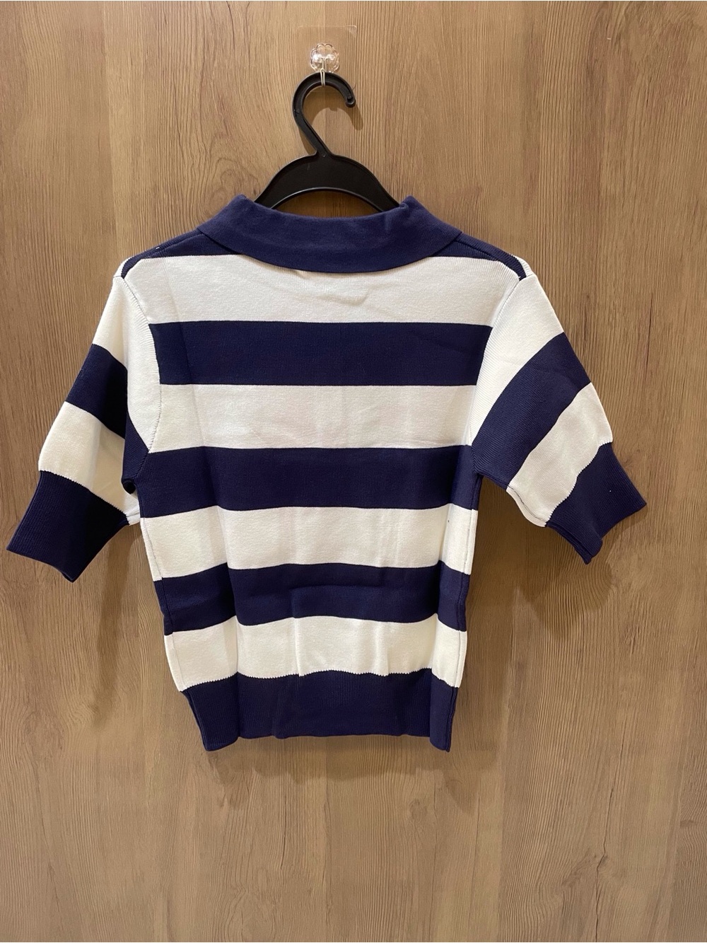 Miu Miu Navy and White Striped Polo Knit Top - Picture 9 of 9